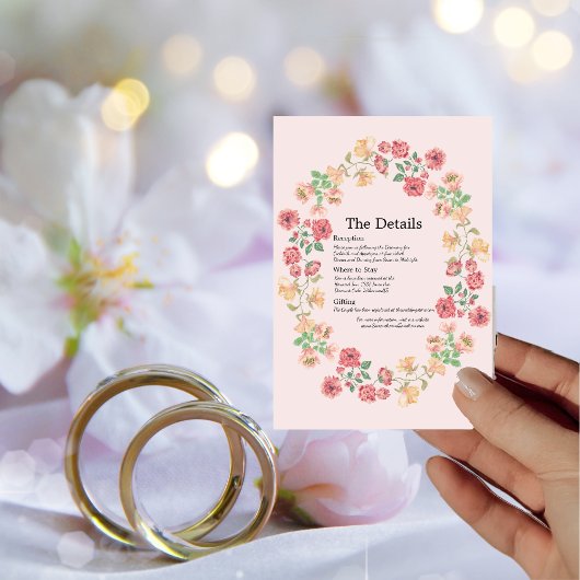 Carte de détails de l'aquarelle rose Boho