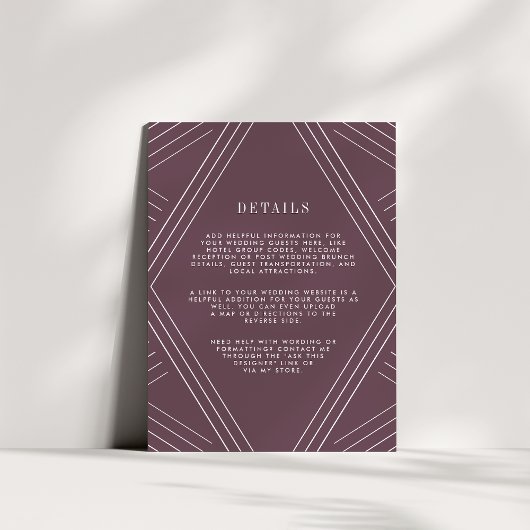 Carte de détails de l'Empire Mariage | Eggplant