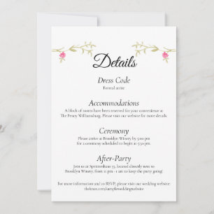Carte de détails de lieu de mariage minimaliste él