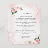 Carte de détails de l'invité géométrique rose & or (Devant / Derrière)