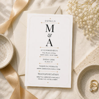Carte de détails de luxe minimale avec monogramme 