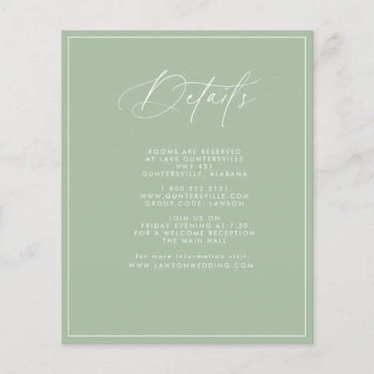 Carte de détails de mariage  (Devant)