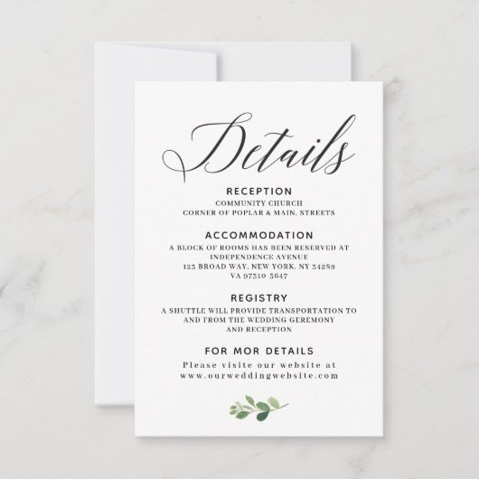 Carte de détails de mariage (Devant)