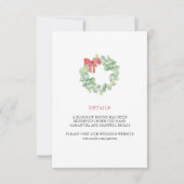 Carte de détails de mariage à couronne de Noël (Devant)