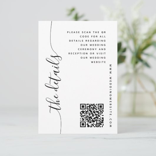 Carte de détails de mariage à écriture verticale (Debout devant)