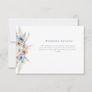 carte de détails de mariage à fleurs bleues boho
