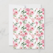 Carte de détails de mariage à fleurs rose blush ro (Dos)