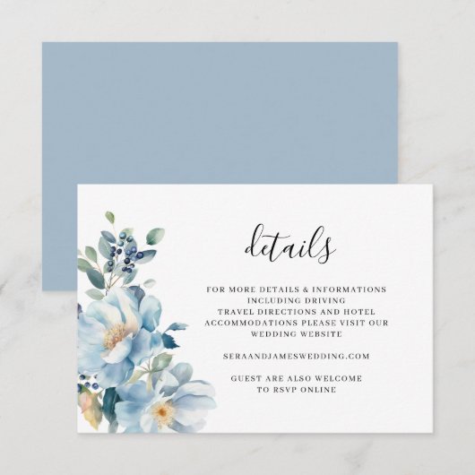 Carte de détails de mariage à la peinture florale (Devant / Derrière)