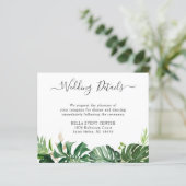 Carte de détails de mariage à la verdure tropicale (Debout devant)