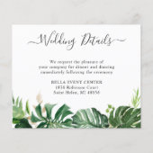 Carte de détails de mariage à la verdure tropicale (Devant)