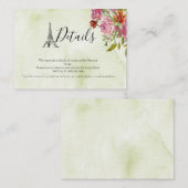 Carte de détails de mariage à l'aquarelle de la To (Devant / Derrière)