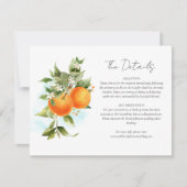 Carte de détails de mariage à l'aquarelle Oranges (Devant)