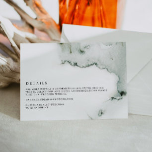 Carte de détails de mariage à l'aquarelle verte