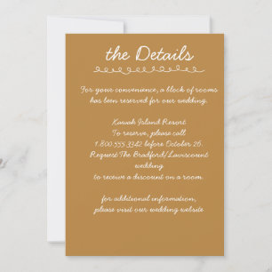 Carte de détails de mariage à l'écriture manuscrit