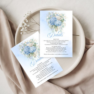 Carte de détails de mariage à l'hortensia bleu Bel