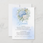 Carte de détails de mariage à l'hydrangea bleu boh (Devant)