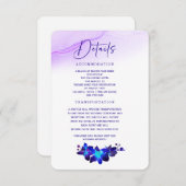 Carte de détails de mariage à l'orchidée turquoise (Devant / Derrière)