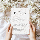 Carte de détails de mariage à monogramme minimalis