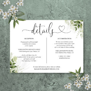 Carte de détails de mariage à motif de cœur verdoy