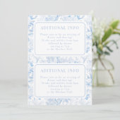 Carte de détails de mariage à motif floral bleu Ch (Debout devant)