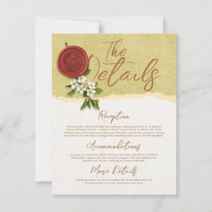 Carte de détails de mariage à sceau rouge