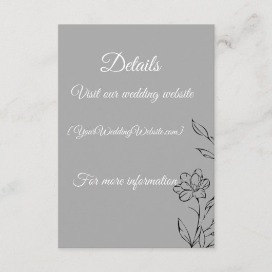 Carte de détails de mariage argent – Modifiable 3, (Devant)