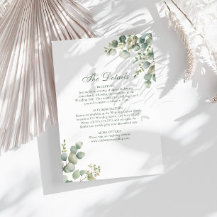 Carte de détails de mariage au eucalyptus de la ve