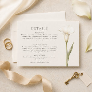 Carte de détails de mariage au lys calla blanc mod
