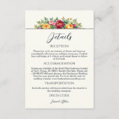 Carte de détails de mariage aux fleurs crème de la (Devant)