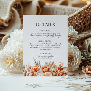 Carte de détails de mariage aux fleurs séchées cor
