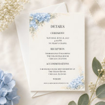 Carte de détails de mariage aux hortensias bleus p
