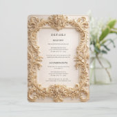 Carte de détails de mariage avec code QR baroque (Debout devant)
