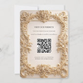 Carte de détails de mariage avec code QR baroque (Dos)