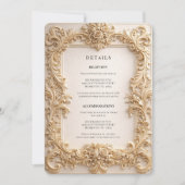 Carte de détails de mariage avec code QR baroque (Devant)
