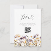 Carte de détails de mariage avec code QR floral vi (Devant)