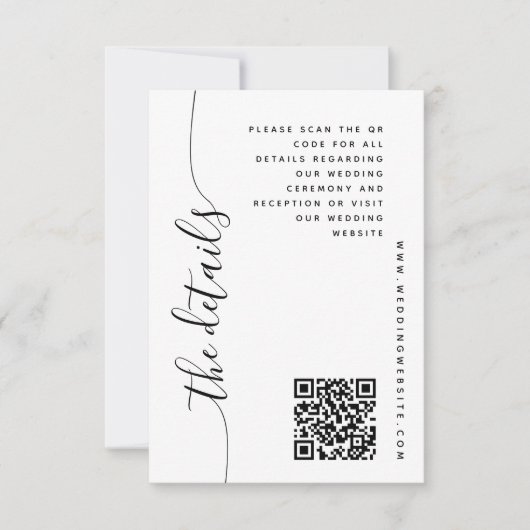 Carte de détails de mariage avec écriture vertical (Devant)