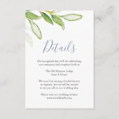 Carte de détails de mariage avec feuilles aquarell (Devant)