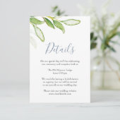 Carte de détails de mariage avec feuilles aquarell (Debout devant)