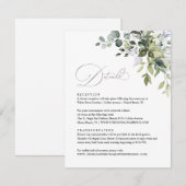 Carte de détails de mariage avec feuilles d'eucaly (Devant / Derrière)
