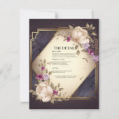Carte de détails de mariage avec fleurs blanches e (Devant)