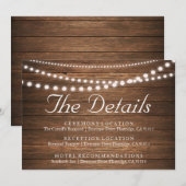 Carte de détails de mariage avec guirlande lumineu (Devant / Derrière)