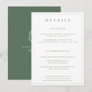 Carte de détails de mariage avec monogramme de crê