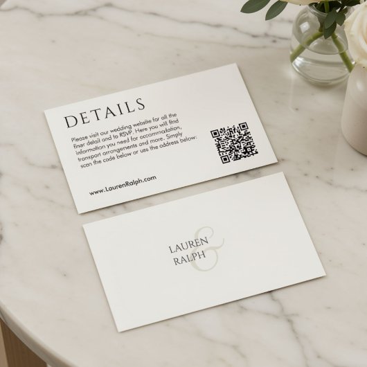 Carte de détails de mariage avec QR Code