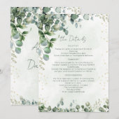 Carte de détails de mariage avec verdure d'eucalyp (Devant / Derrière)