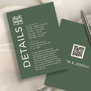 Carte de détails de mariage bilingue moderne vietn