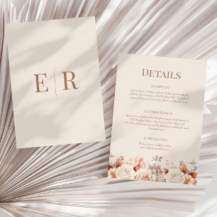 Carte de détails de mariage Blush Beige Monogram