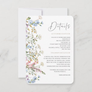 Carte de détails de mariage bohème aux fleurs sauv