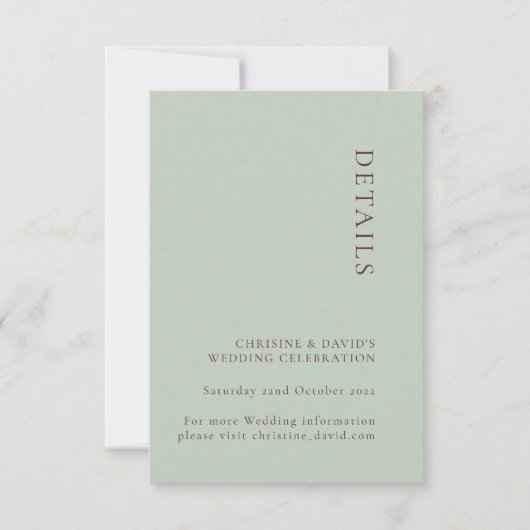 Carte de détails de mariage bohème sage minimalist (Devant)