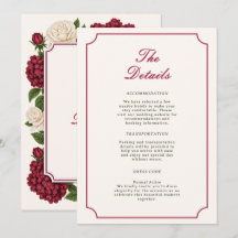 Carte de détails de mariage botanique bourguignon