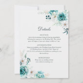 Carte de détails de mariage botanique sarcelle (Devant)